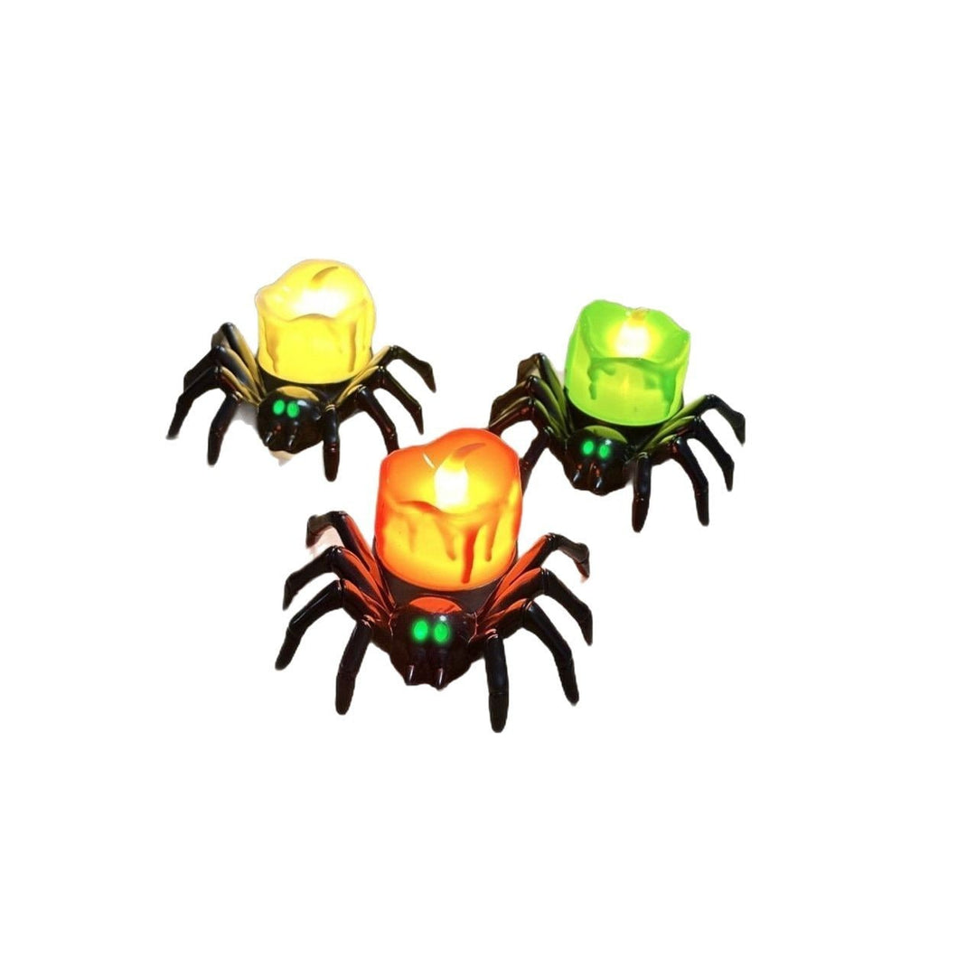 Halloween Giant Spider Lights with LED Glowing Eyes and Candle Flame for Party Decoration