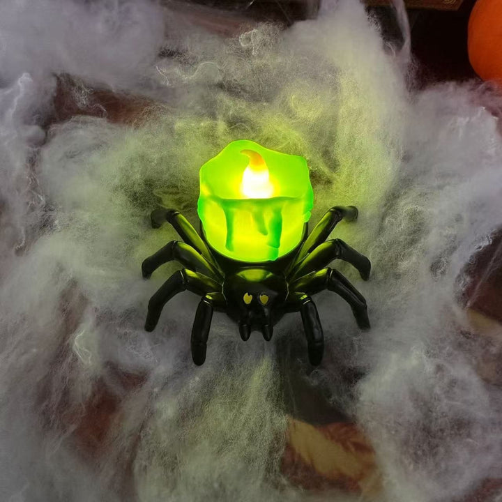 Halloween Giant Spider Lights with LED Glowing Eyes and Candle Flame for Party Decoration