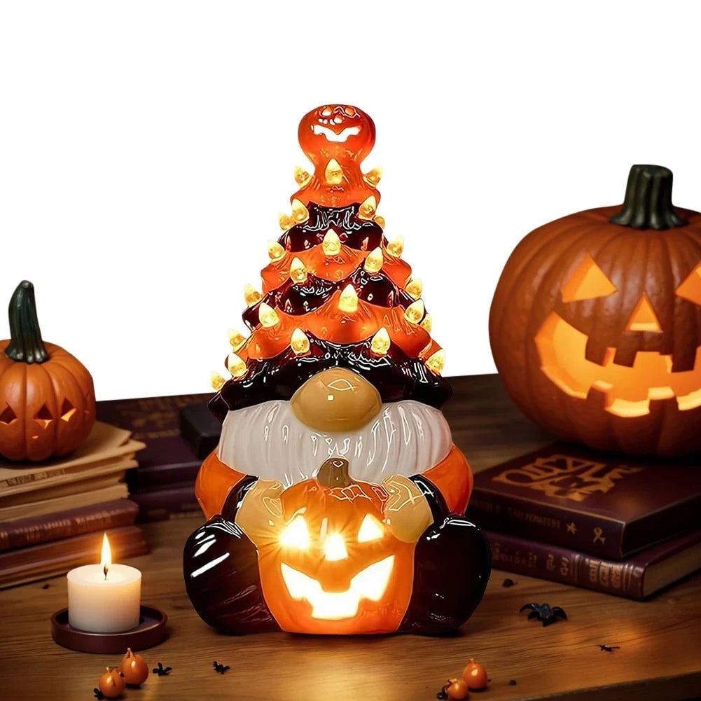 Halloween Gnome Blow Up Decorations with Jack O Lantern LED Lights for Garage Door and Party