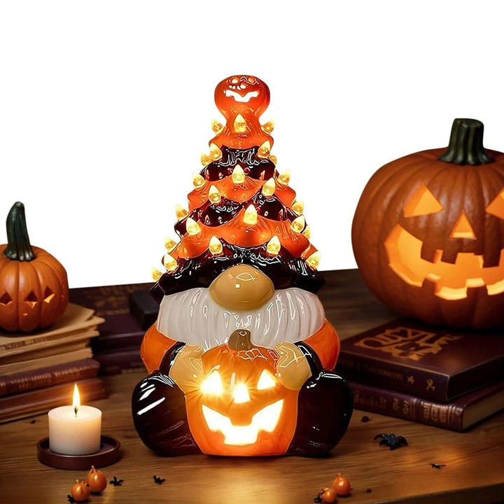 Halloween Gnome Blow Up Decorations with Jack O Lantern LED Lights for Garage Door and Party