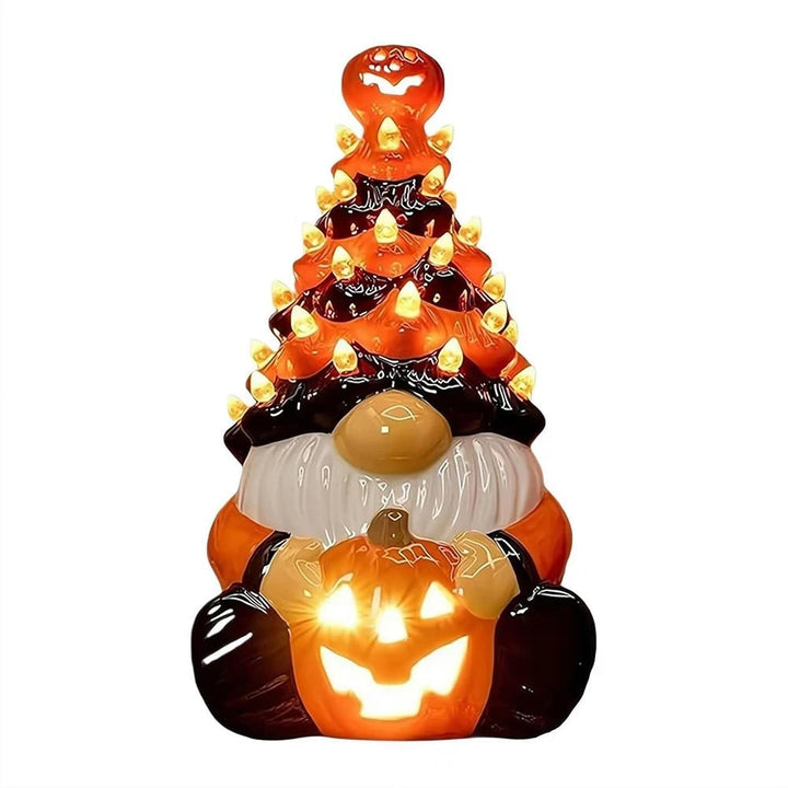 Halloween Gnome Blow Up Decorations with Jack O Lantern LED Lights for Garage Door and Party