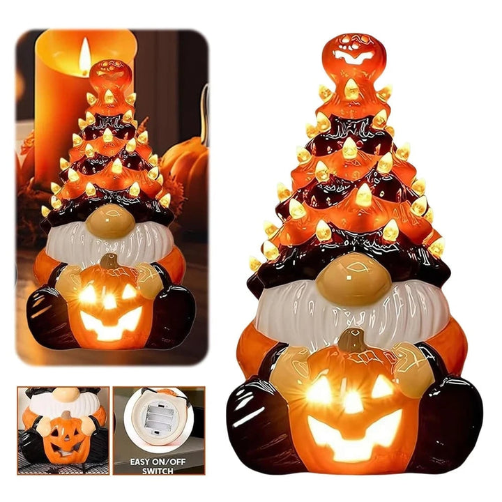 Halloween Gnome Blow Up Decorations with Jack O Lantern LED Lights for Garage Door and Party