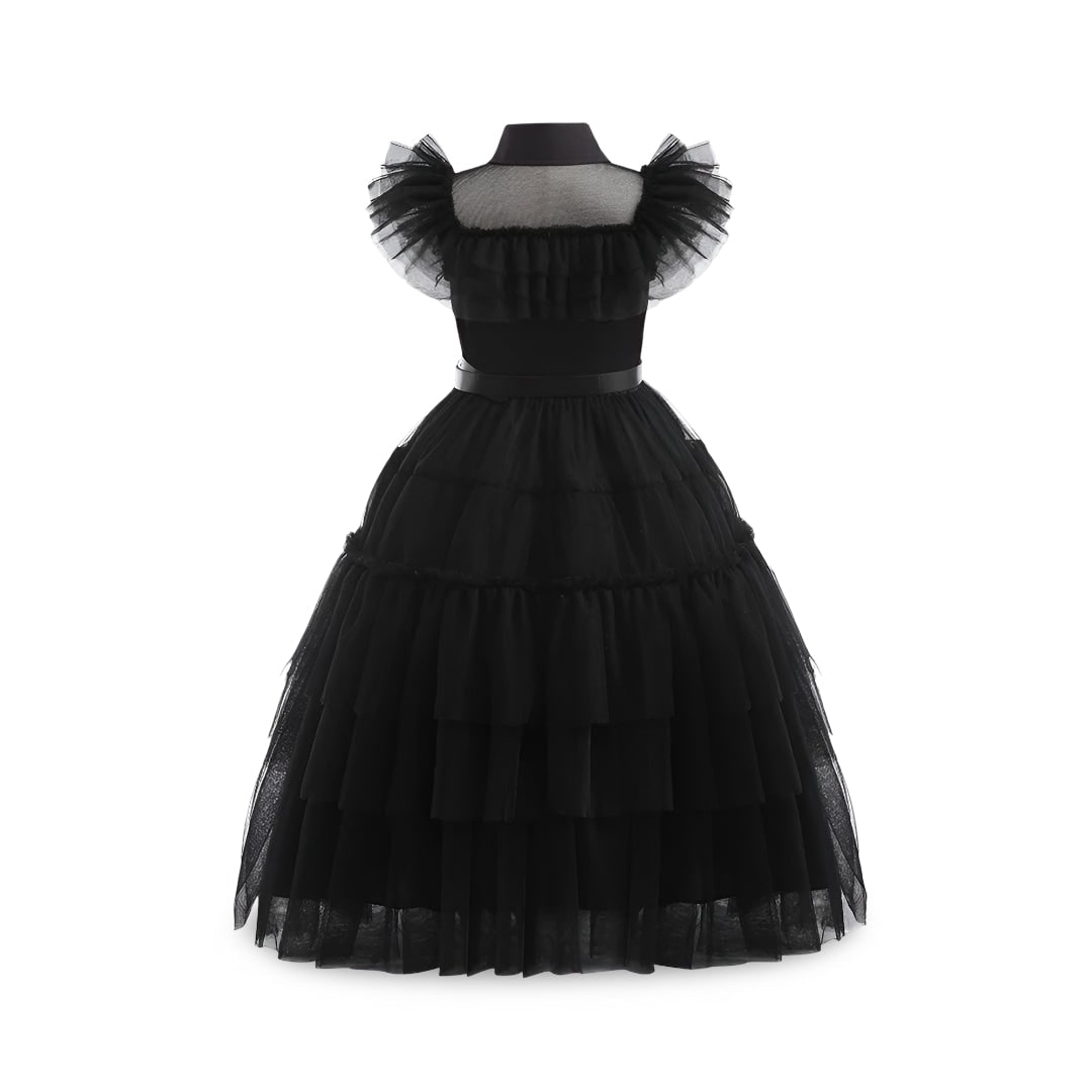 Halloween gothic schoolgirl Costume with Tiered Tulle Skirt Wig Socks and Accessories Set