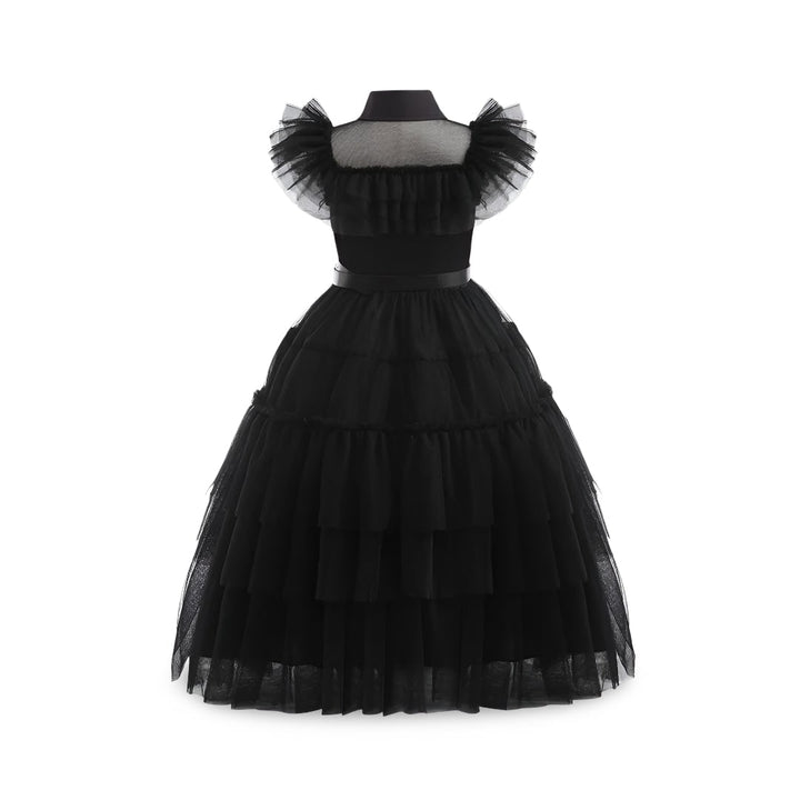Halloween gothic schoolgirl Costume with Tiered Tulle Skirt Wig Socks and Accessories Set