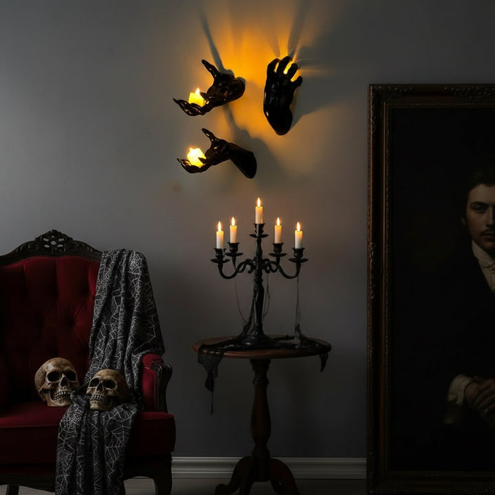 Halloween Gothic Wall Decor 3D Hand Candle Holders for Bathroom Dining Room Kitchen