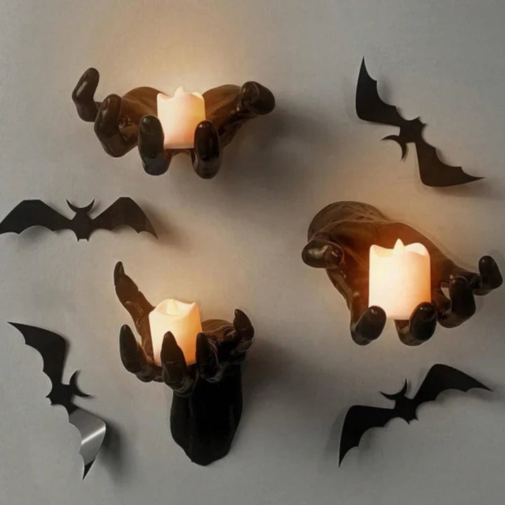 Halloween Gothic Wall Decor 3D Hand Candle Holders for Bathroom Dining Room Kitchen