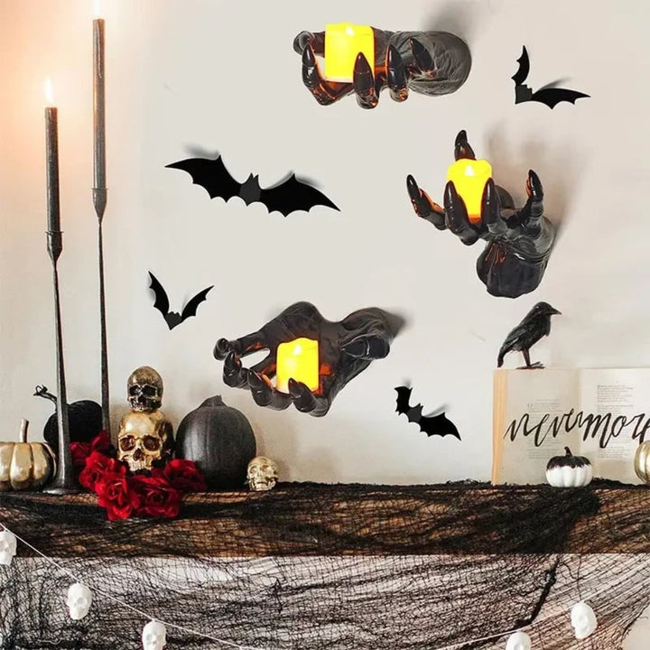 Halloween Gothic Wall Decor 3D Hand Candle Holders for Bathroom Dining Room Kitchen