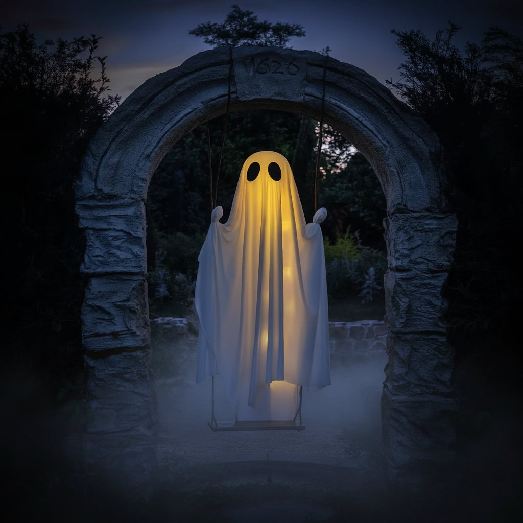 Halloween Hanging Ghost Decoration with LED Light Swing for Outdoor Yard Party Decor