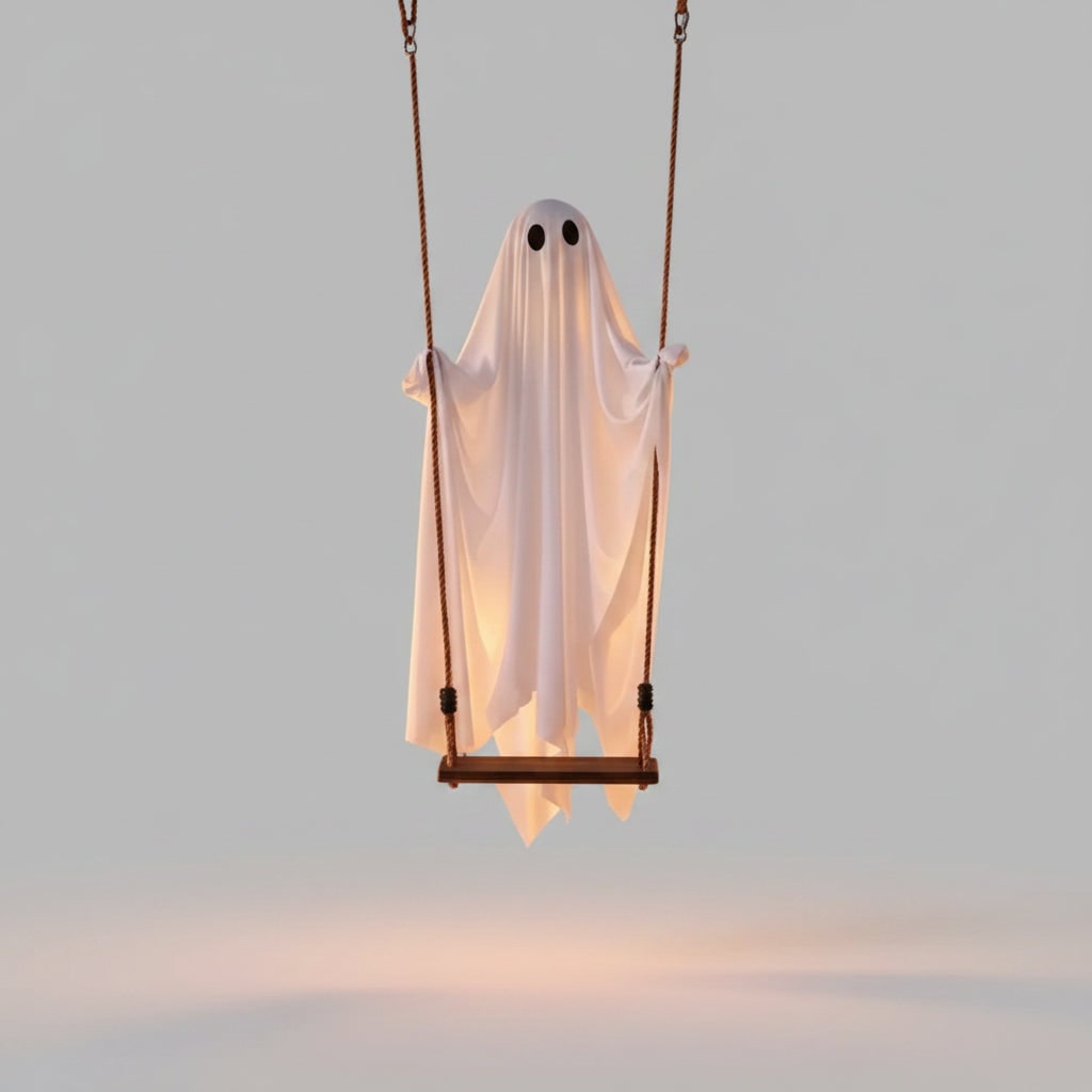 Halloween Hanging Ghost Decoration with LED Light Swing for Outdoor Yard Party Decor