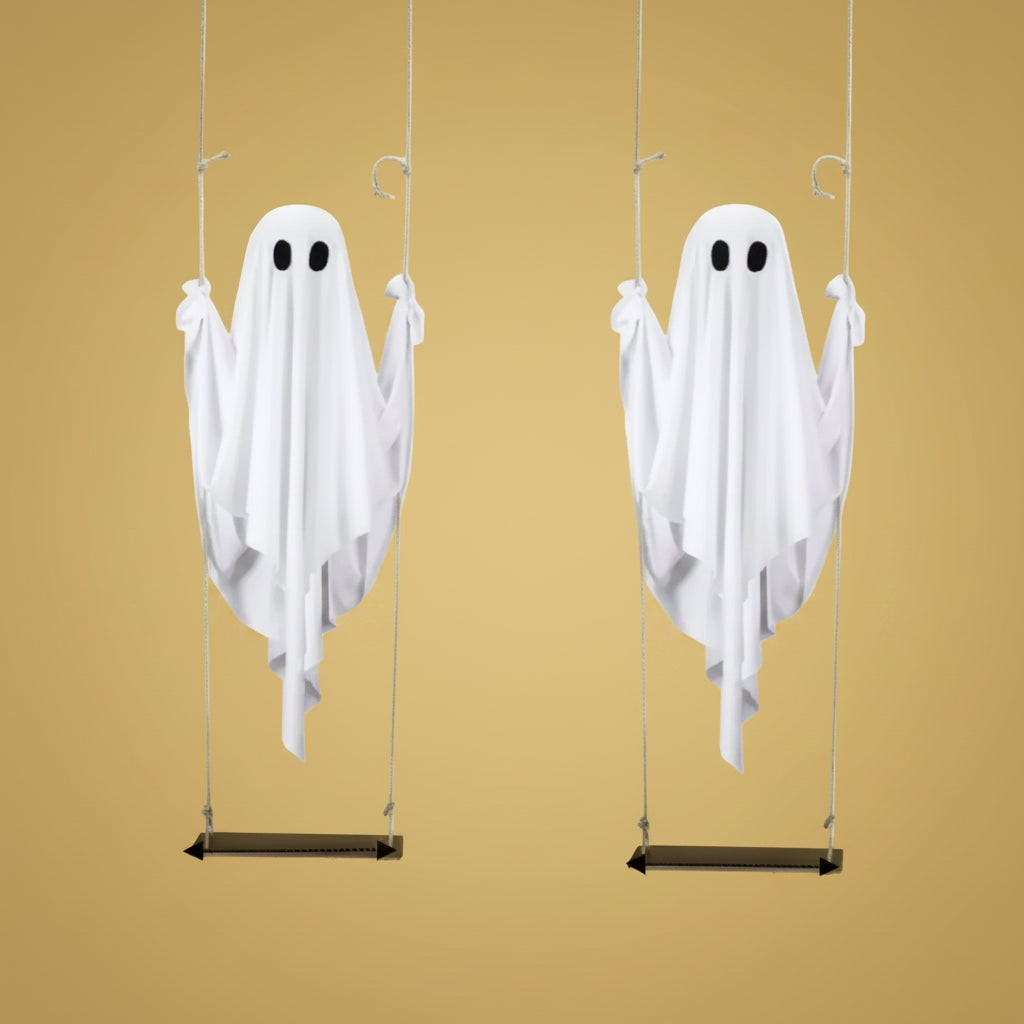 Halloween Hanging Ghost Decoration with LED Light Swing for Outdoor Yard Party Decor