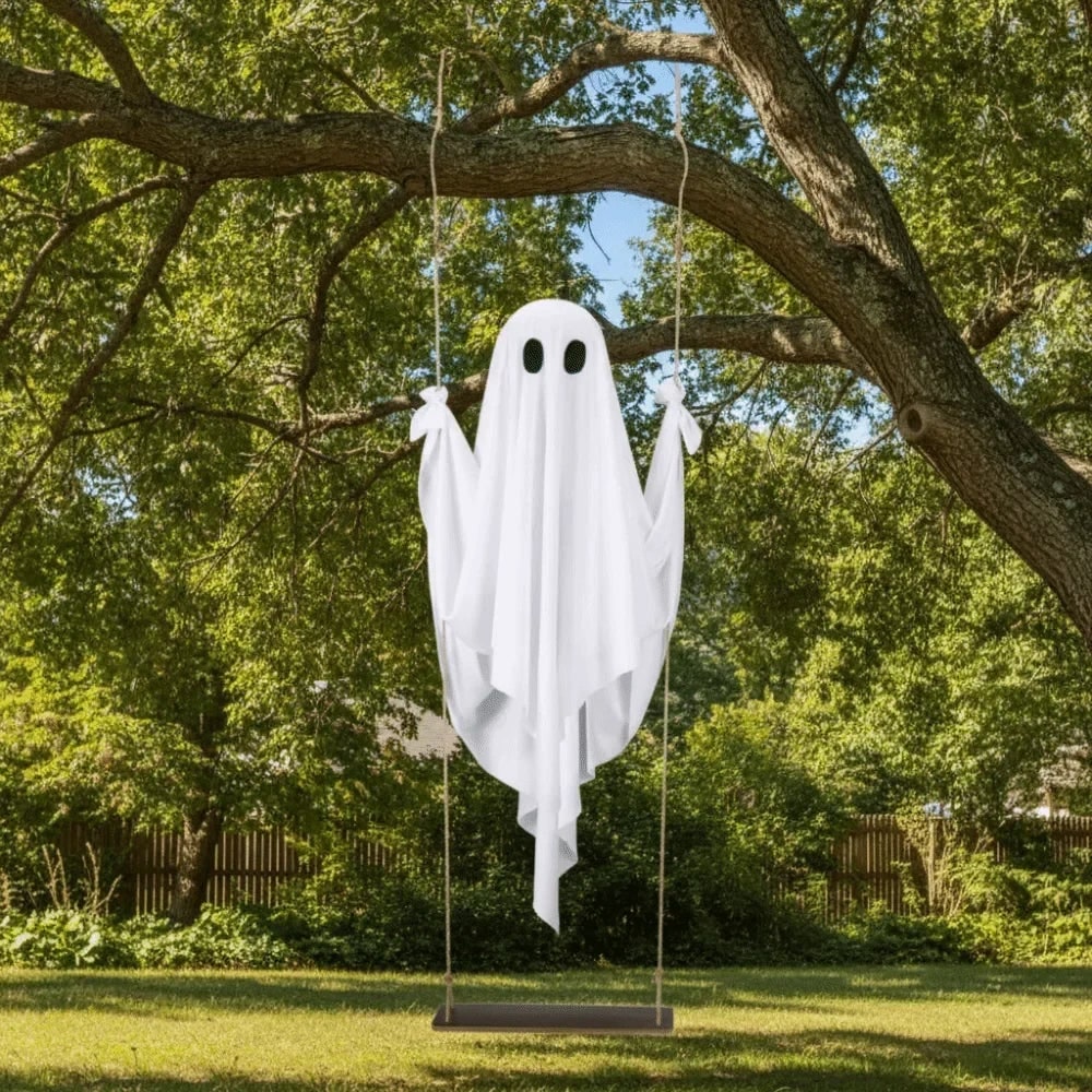 Halloween Hanging Ghost Decoration with LED Light Up and Remote Control for Yard