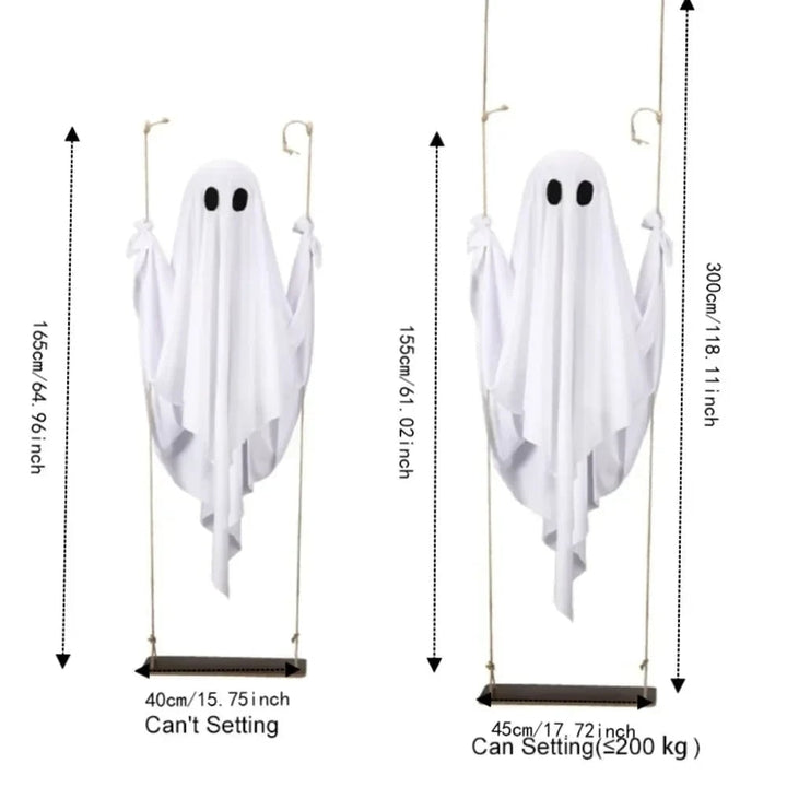 Halloween Hanging Ghost Decoration with LED Light Up and Remote Control for Yard