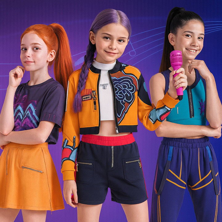 Halloween Hip Hop Dance Costume Outfit with Crop Jacket and Tassel Details