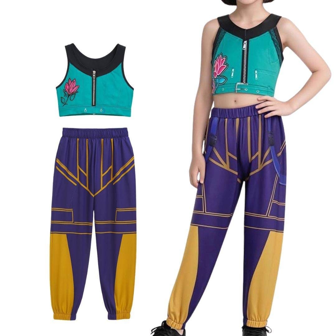 Halloween Hip Hop Dance Costume Outfit with Crop Jacket and Tassel Details