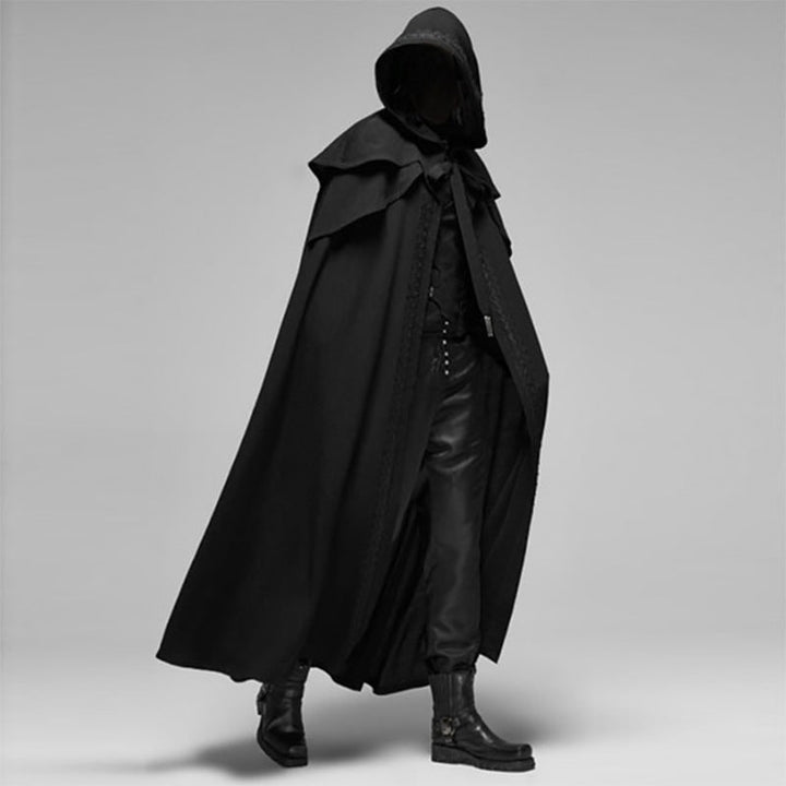 Halloween Hooded Cloak with Cape and Embroidered Trim for Costume Party and Haunted House