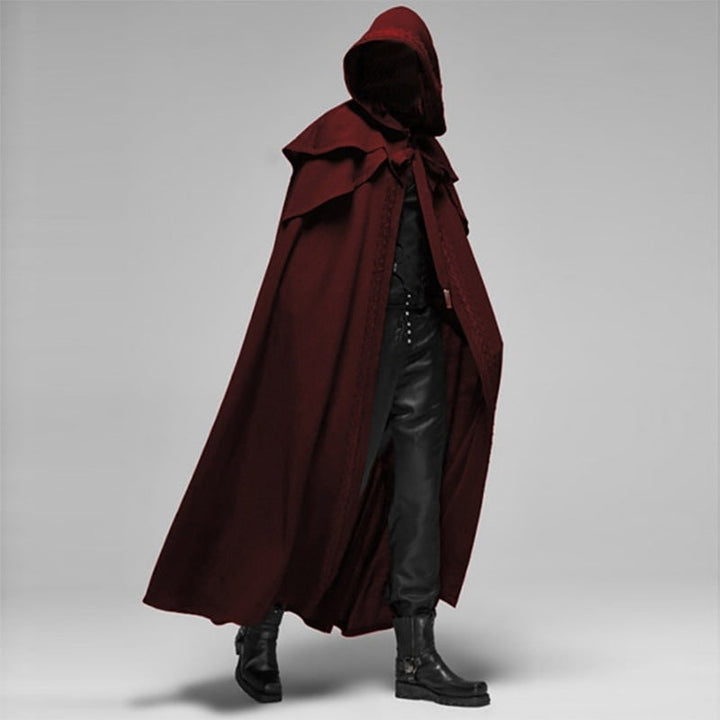 Halloween Hooded Cloak with Cape and Embroidered Trim for Costume Party and Haunted House
