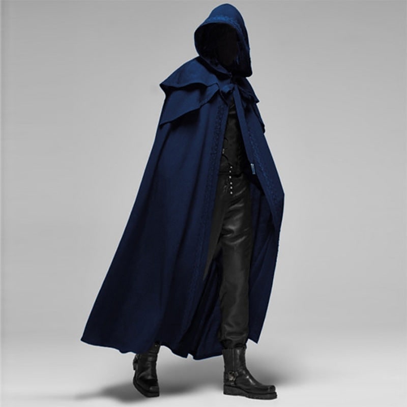 Halloween Hooded Cloak with Cape and Embroidered Trim for Costume Party and Haunted House