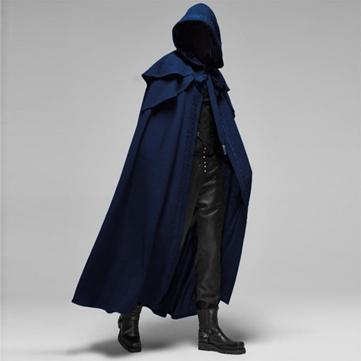 Halloween Hooded Cloak with Cape and Embroidered Trim for Costume Party and Haunted House