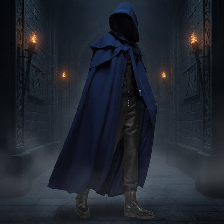 Halloween Hooded Cloak with Hood and Shoulder Capelet for Gothic Witch Costume Party
