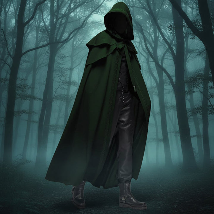 Halloween Hooded Cloak with Hood and Shoulder Capelet for Gothic Witch Costume Party