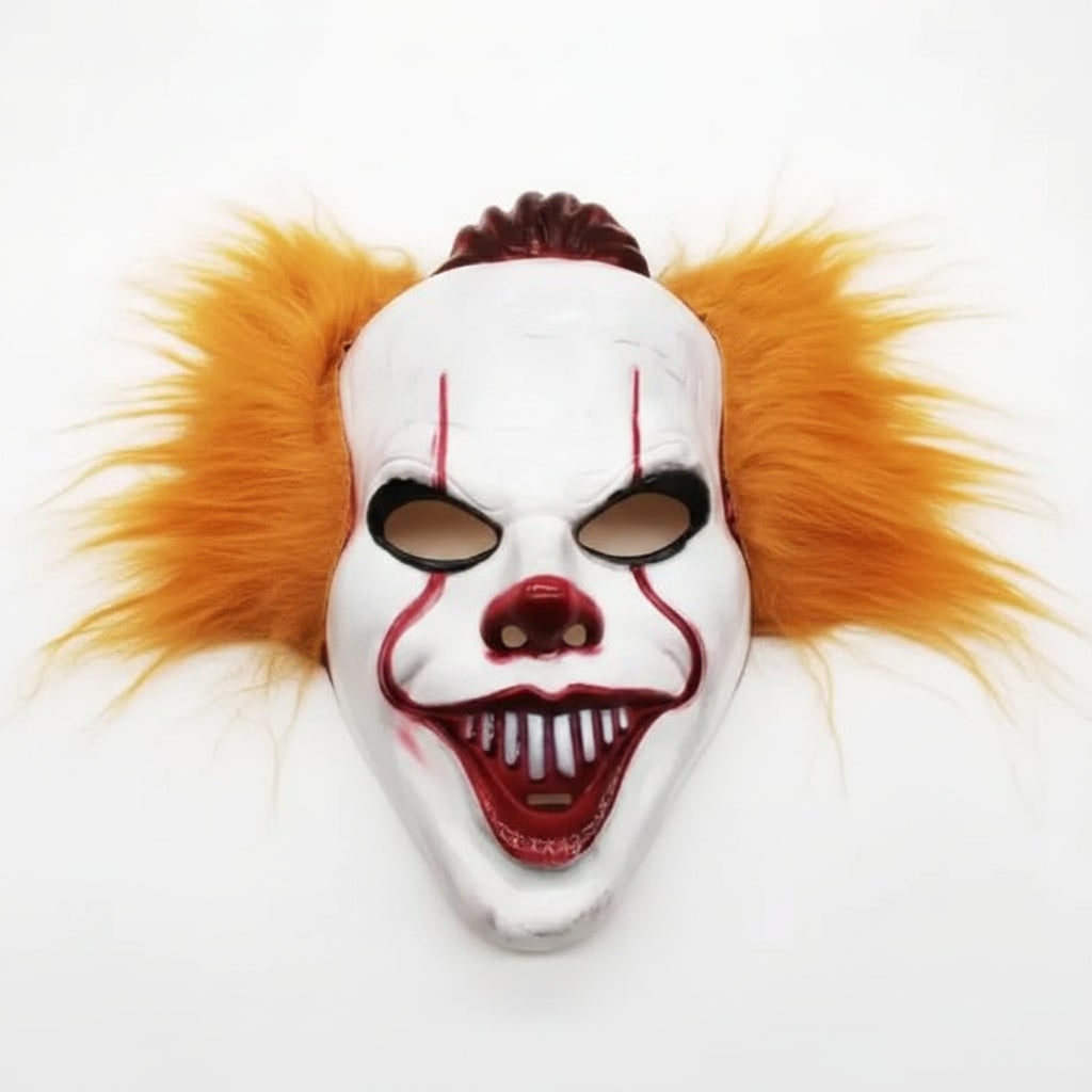 Halloween Horror Clown Mask with Creepy Molded Plastic and Painted Teeth for Costume Party
