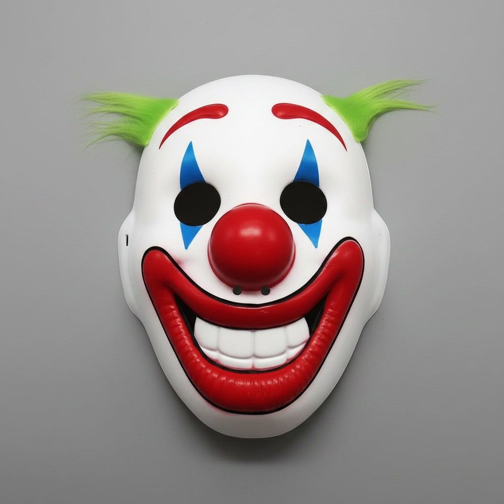 Halloween Horror Clown Mask with Creepy Molded Plastic and Painted Teeth for Costume Party