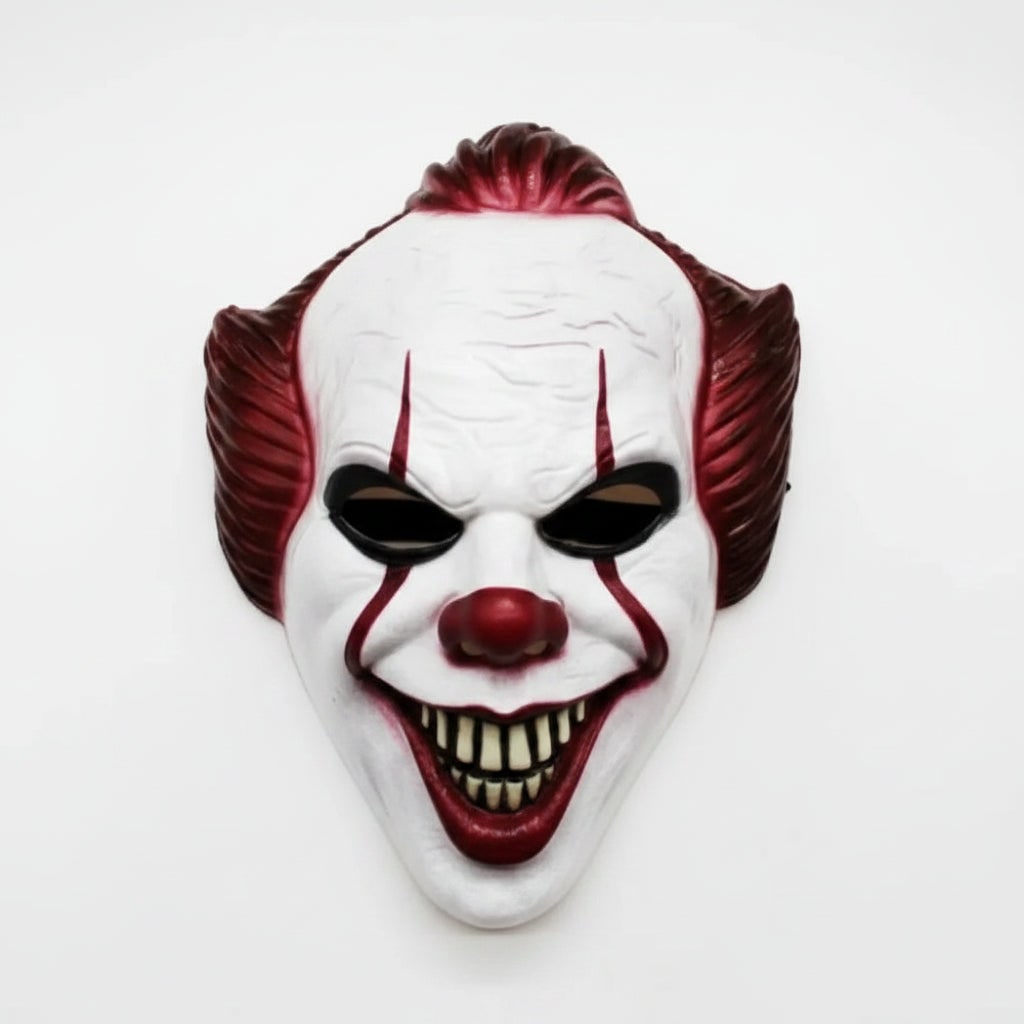 Halloween Horror Clown Mask with Creepy Molded Plastic and Painted Teeth for Costume Party
