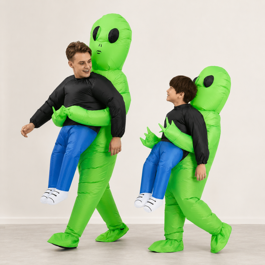 Halloween Inflatable Alien Costume with Built-In Fan for Space Party Piggyback Outfit