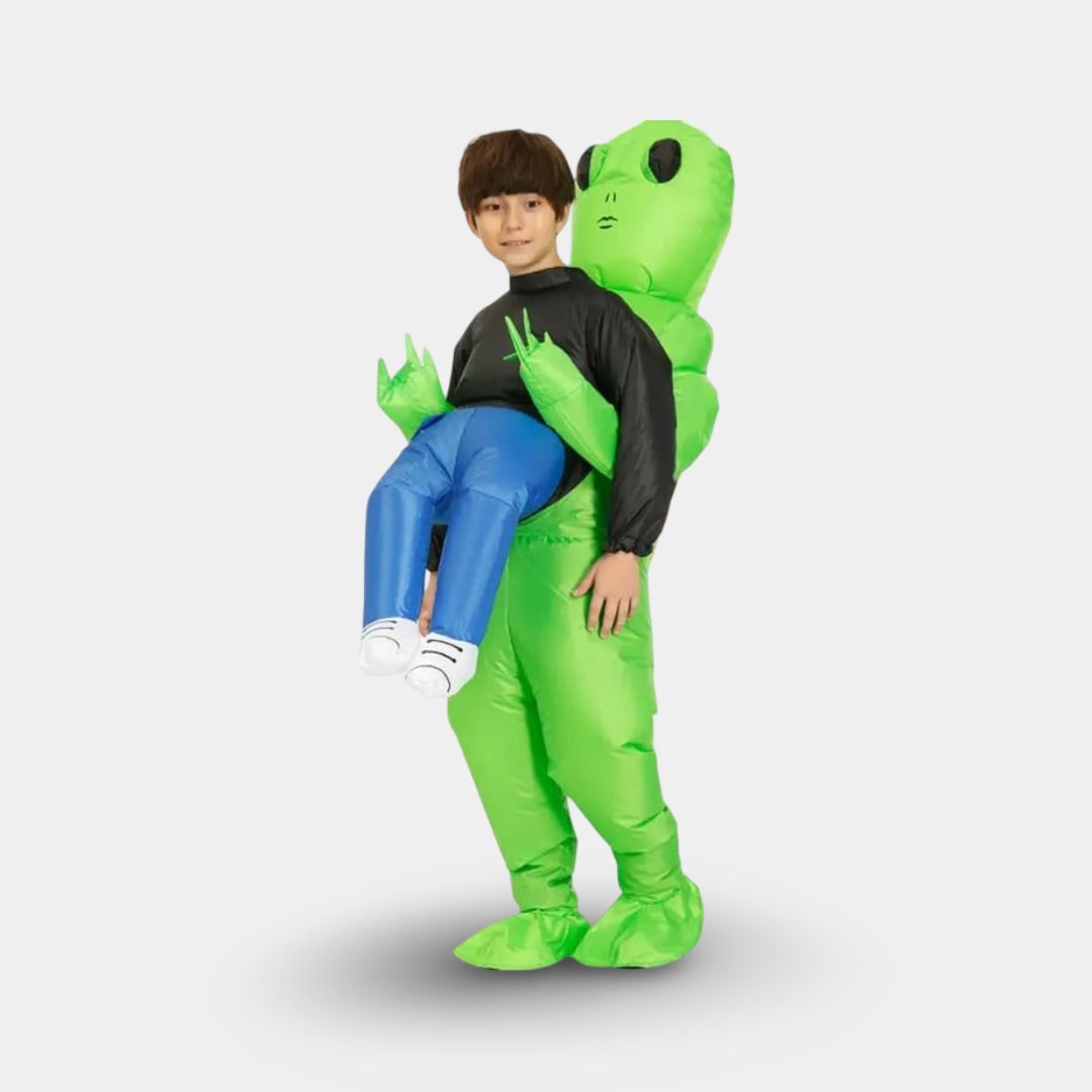 Halloween Inflatable Alien Costume with Built-In Fan for Space Party Piggyback Outfit