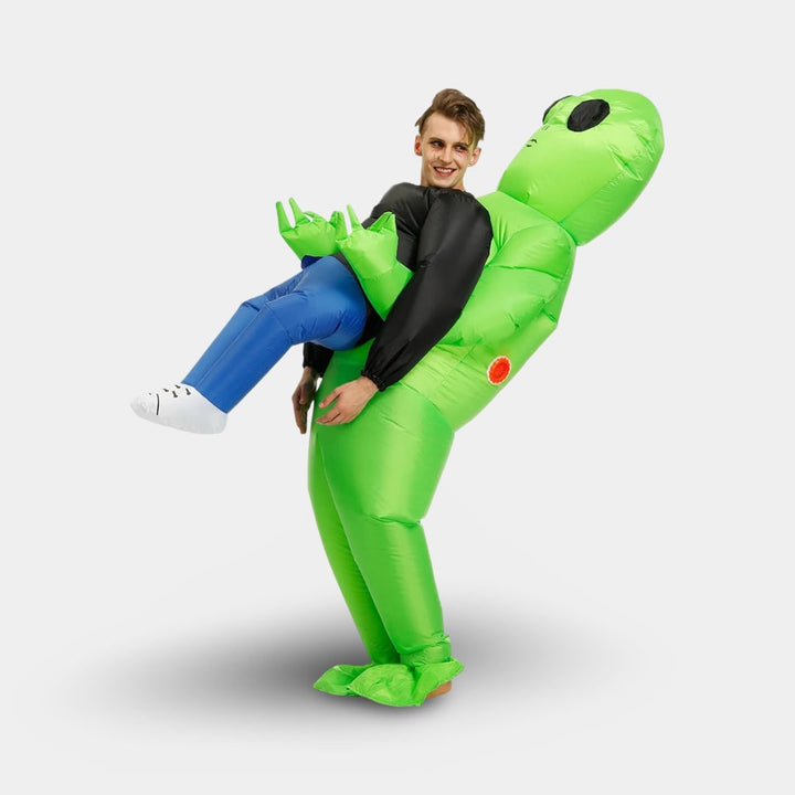 Halloween Inflatable Alien Costume with Built-In Fan for Space Party Piggyback Outfit