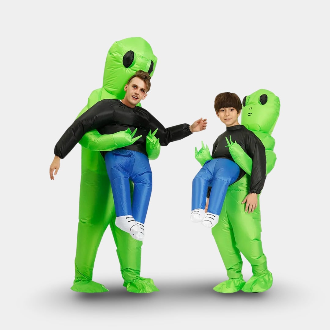 Halloween Inflatable Alien Costume with Built-In Fan for Space Party Piggyback Outfit