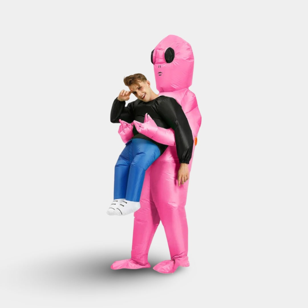 Halloween Inflatable Alien Costume with Built-In Fan for Space Party Piggyback Outfit
