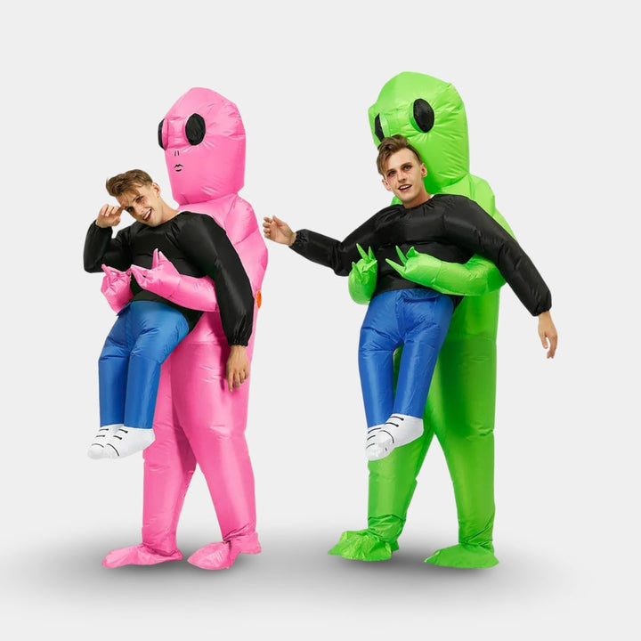 Halloween Inflatable Alien Costume with Built-In Fan for Space Party Piggyback Outfit