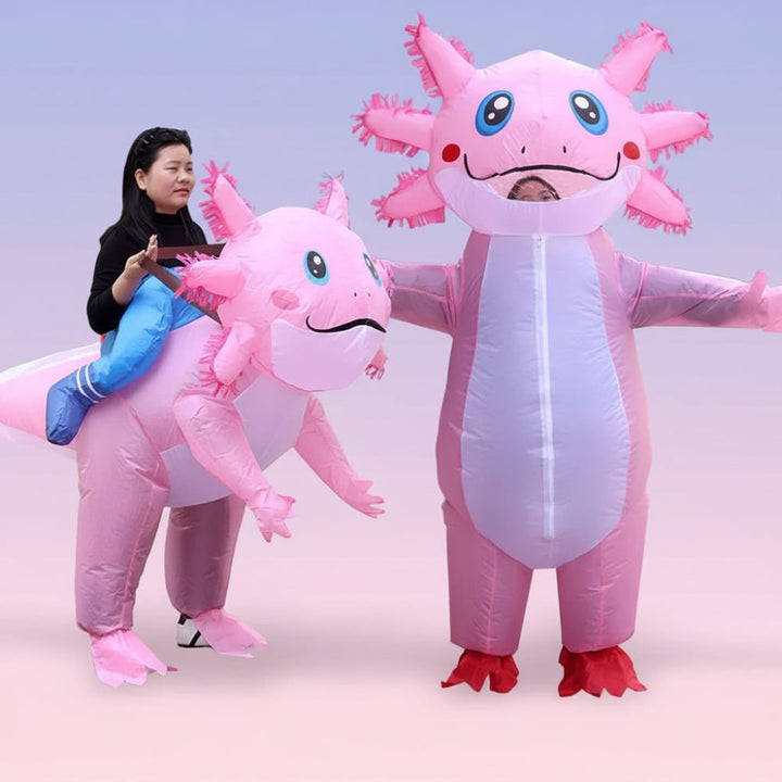 Halloween Inflatable Axolotl Costume with Battery Operated Fan Animal