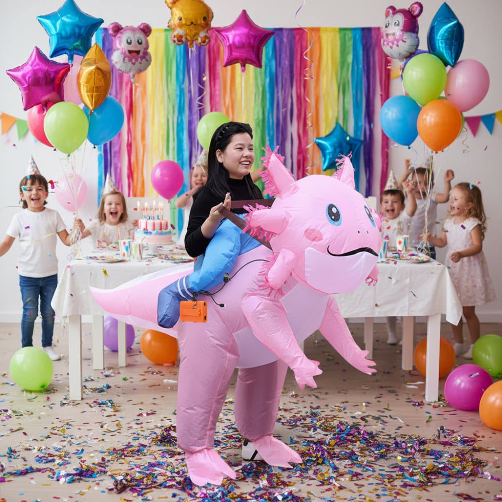 Halloween Inflatable Axolotl Costume with Battery Operated Fan Animal