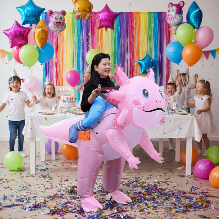 Halloween Inflatable Axolotl Costume with Battery Operated Fan Animal