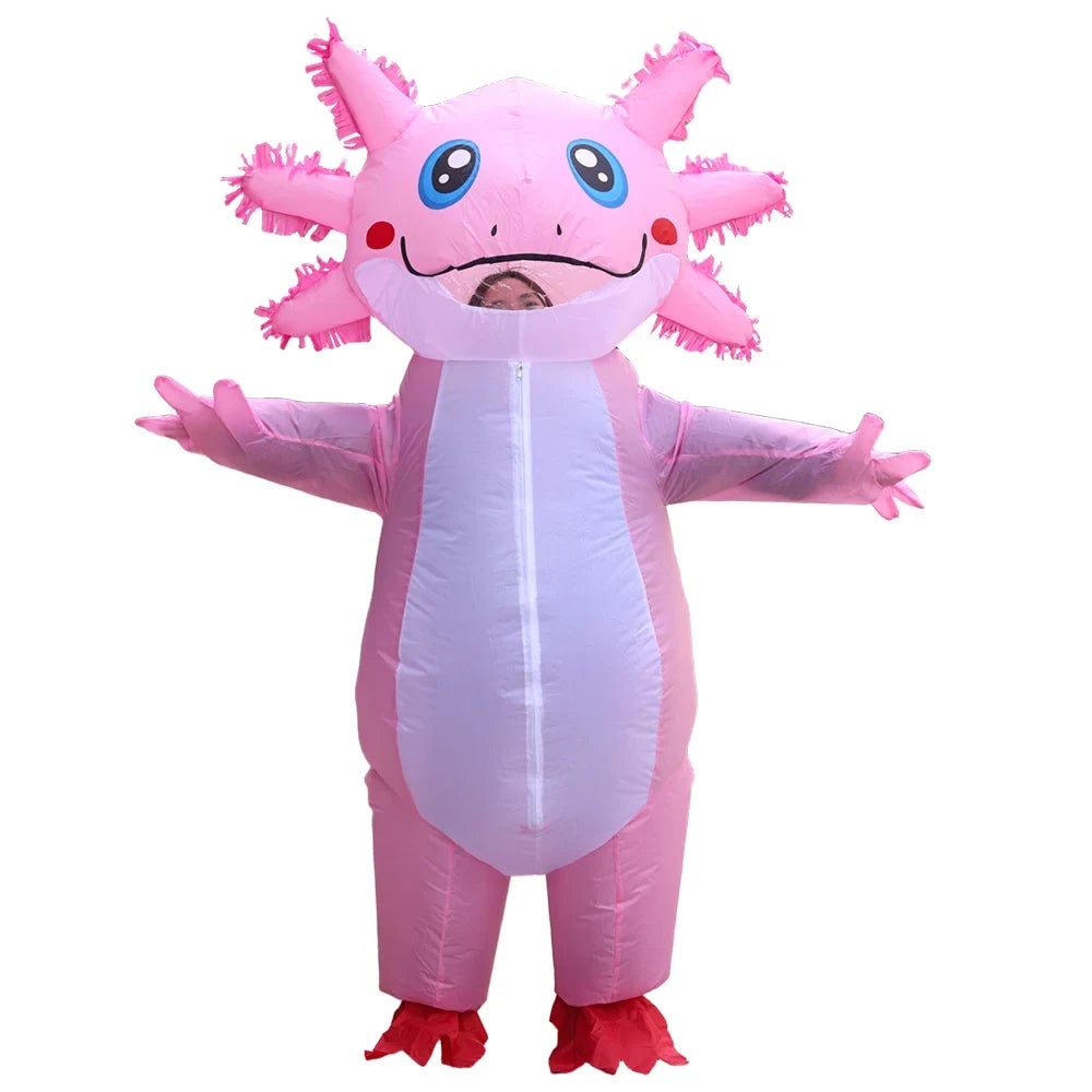 Halloween Inflatable Axolotl Costume with Battery Operated Fan Animal