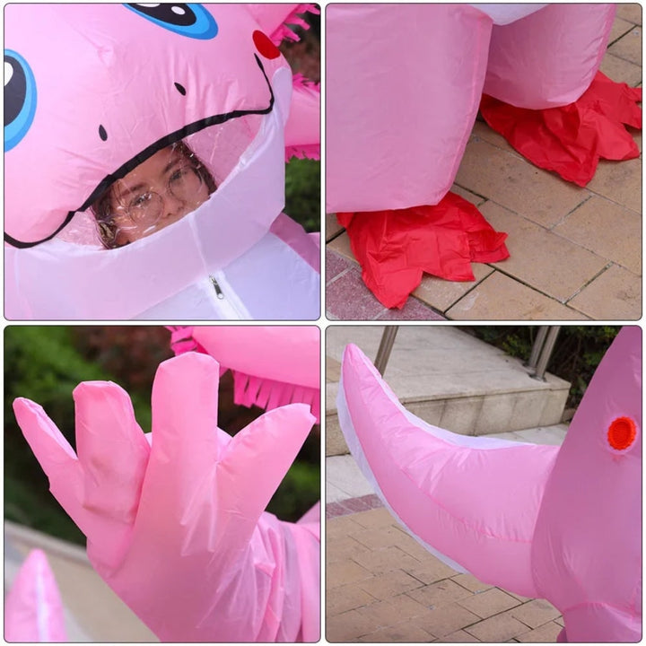 Halloween Inflatable Axolotl Costume with Battery Operated Fan Animal