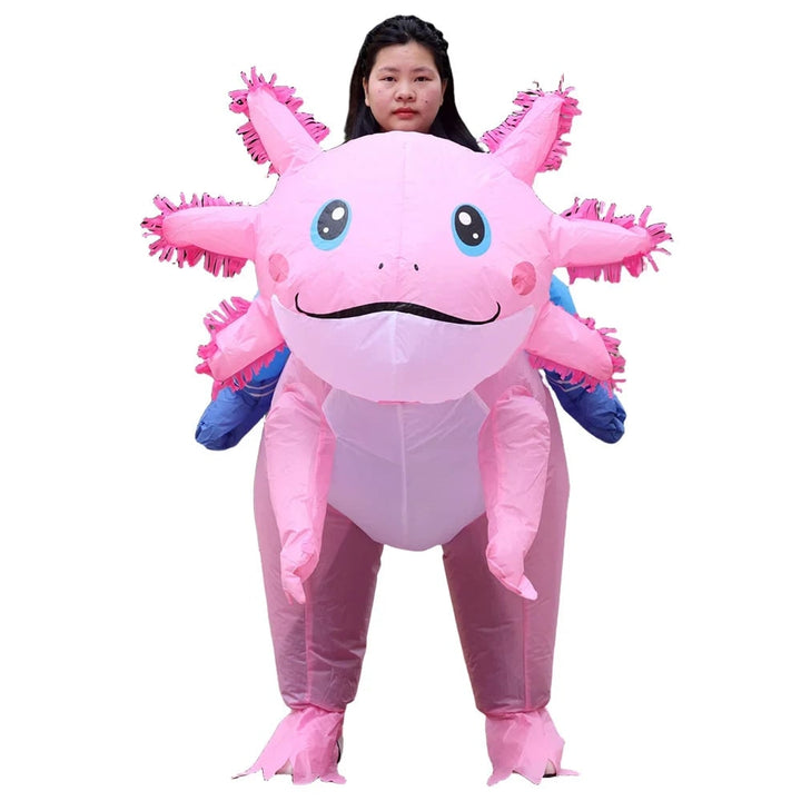Halloween Inflatable Axolotl Costume with Battery Operated Fan Animal