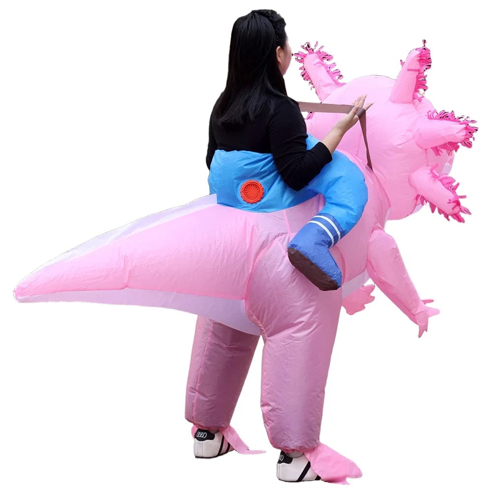 Halloween Inflatable Axolotl Costume with Battery Operated Fan Animal