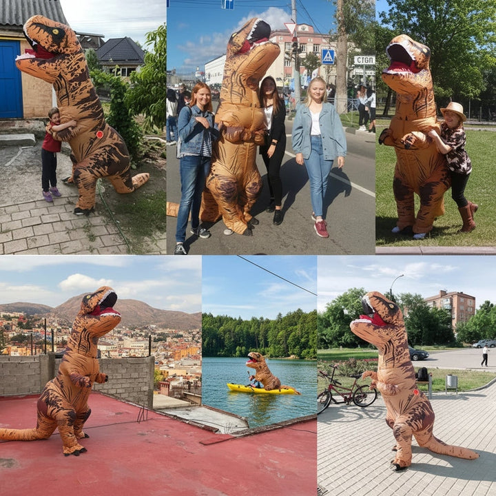 Halloween Inflatable Dinosaur Costume Outfit Suit with Battery-Operated Fan for Party