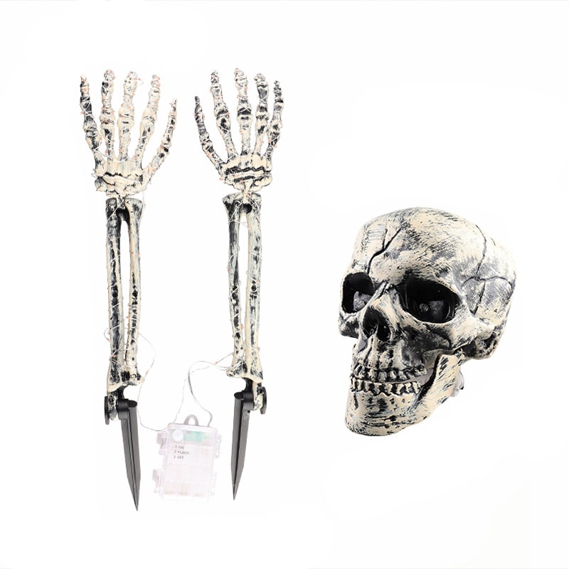 Halloween Lawn Stakes Outdoor Skeleton Decorations LED Light-Up Arm Props for Yard Garden