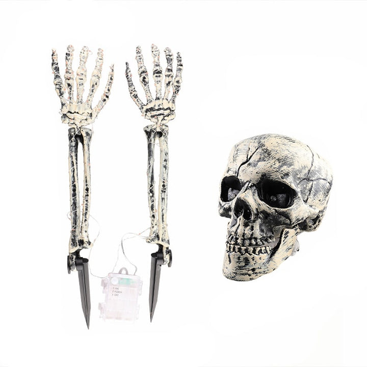 Halloween Lawn Stakes Outdoor Skeleton Decorations LED Light-Up Arm Props for Yard Garden