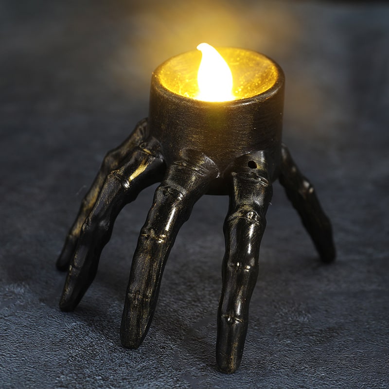 Halloween LED Flameless Candles Battery Operated with Skeleton Hand and Design for Party Decoration