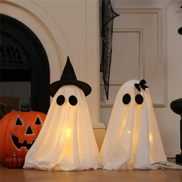 Halloween LED String Lights Ghost Decor Set of Two with Fabric Up Decoration Hanging