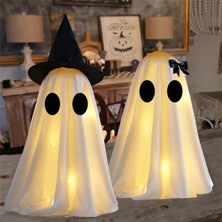 Halloween LED String Lights Ghost Decor Set of Two with Fabric Up Decoration Hanging