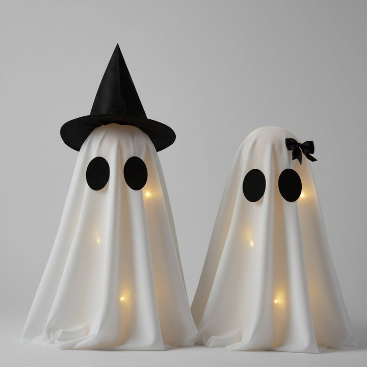 Halloween LED String Lights Ghost Decorations Set of Two for Indoor Tabletop Display Hanging