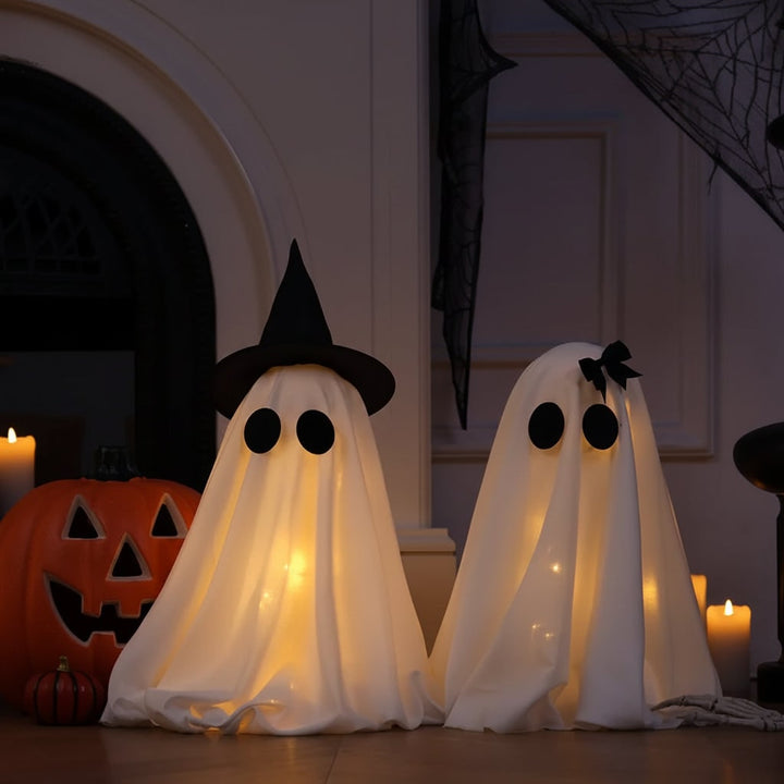 Halloween LED String Lights Ghost Decorations Set of Two for Indoor Tabletop Display Hanging
