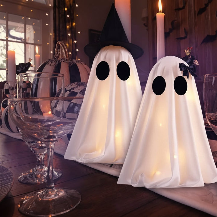 Halloween LED String Lights Ghost Decorations Set of Two for Indoor Tabletop Display Hanging