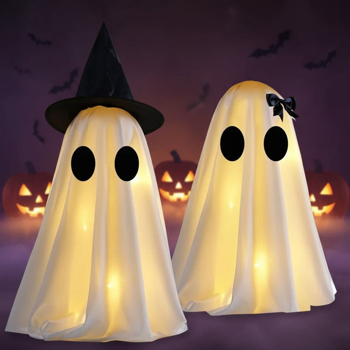 Halloween LED String Lights Ghost Decorations Set of Two for Indoor Tabletop Display Hanging